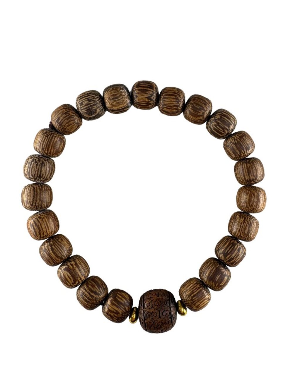 Natural Dark Agarwood Bracelet 8mm Drum Barrel Bead 9.2g